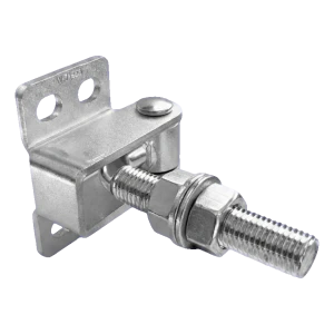 Reglerbart vinklat gångjärn M16 för grindar och portar – 180° / 125 mm, galvaniserat