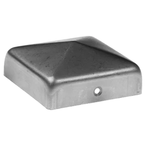 Kuvertformad stålhuv för stängselstolpe 120×120 mm – rå