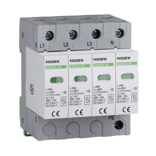 Spänningsavledare, Typ II, 275 V AC, 20 kA, utbytbar insats, 4-polig PV-200-103357