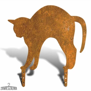 Zawieszalnia – trädgårdsväskrämmare Katt med böjd rygg L 38 cm, corten-stål