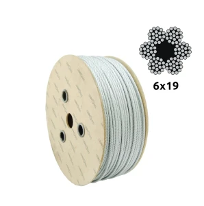 Galvaniserad stållina Ø6,0 mm 6×19 med fiberkärna FC – försäljning per meter