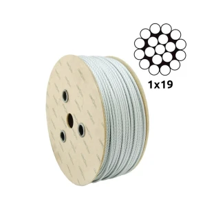 Förzinkad stållina Ø2,0 mm enkellitsad 1×19 – försäljning per meter