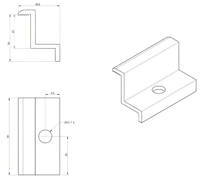 Sidoklämma H30 svart anodiserad – ändklämma PV L50