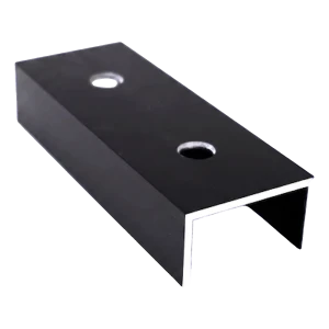 Skarv för PV-monteringsprofil, anodiserad svart aluminium, 120 mm, U-profil 25×45