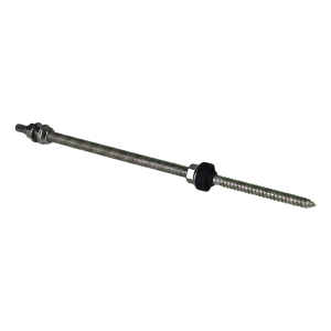 Dubbelgängad skruv M10×300 mm A2 för PV-adaptrar och triangelfästen med EPDM-bricka