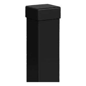 Staketstolpe stål 80×80 mm svart RAL 9005 – 2,0 m med topplock