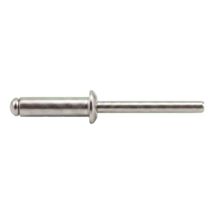 Blindnit i rostfritt stål A4/A4 ISO 15983 5,0×10 mm – platt huvud, öppen – kartong med 500 st.