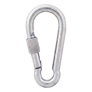 Karbinhake med säkerhetsspärr, galvaniserad 8×80 mm – låsmutter, DIN 5299 D