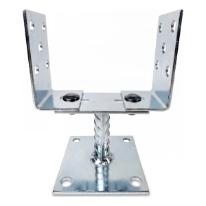 Stolpsko justerbar med platta (med plåt) 0–125 mm – plåt 3 mm, silverzink
