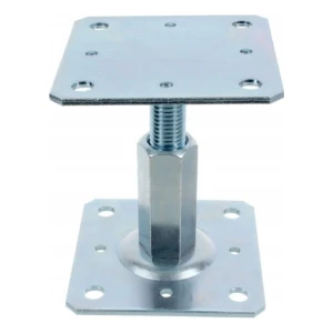 Stolpsko höjdjusterbar 110×110 mm, gänga M20 – höjd 90–150 mm, förzinkad