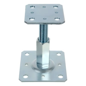 Stolpsko höjdjusterbar 110×80 mm, gänga M20 – höjd 90–150 mm, förzinkad