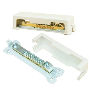 Potentialutjämningsskena Pawbol 8 anslutningar koppar mässing 176x52x52mm grå