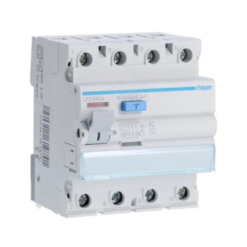 Jordfelsbrytare 3P+N 40A 300mA typ AC CFC440J HAGER GPV-401-43