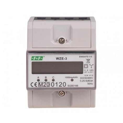 Elektricitetsmätare 3-fas 80A MID WZE-3 F&F FILIPOWSKI GPV-401-77
