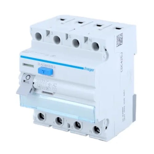 Jordfelsbrytare 3P+N 25A 30mA typ AC CDC425J HAGER GPV-401-79