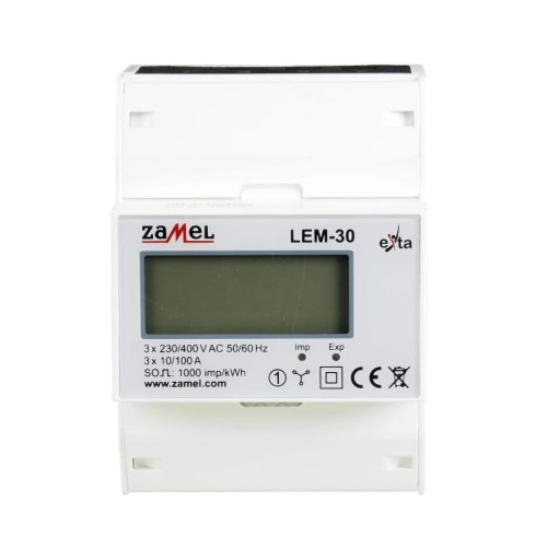 Elektricitetsmätare 3-fas 100A LCD LEM-30 ZAMEL GPV-401-109