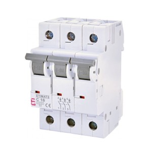 Överströmsbrytare C 16A 3P 6kA ETIMAT6 002145516 ETI