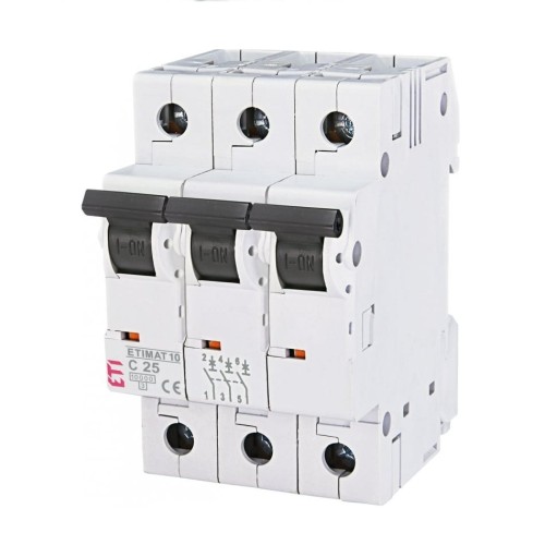 Överströmsbrytare C 25A 3P 10kA ETIMAT10 002135718 ETI GPV-401-133