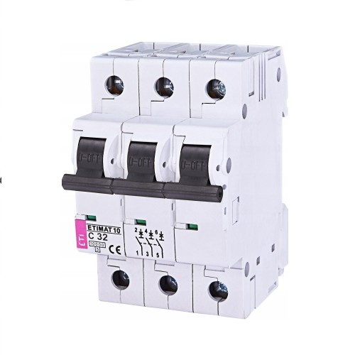 ETI Överströmsskyddsbrytare C 32A 3P 10kA GPV-401-167