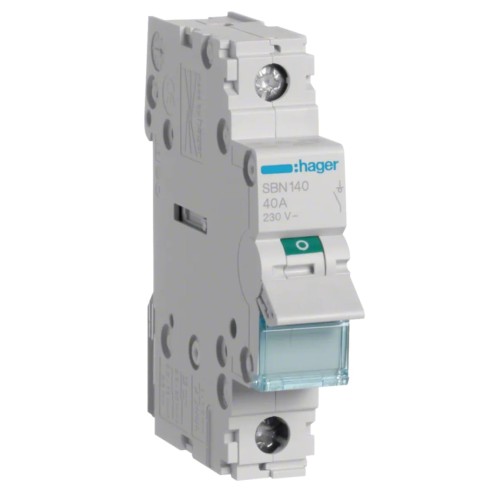 Hager Isolerbrytare 1-fas 1P 40A 230V AC GPV-401-227