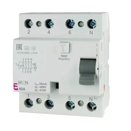 ETI Jordfelsbrytare 4P 40A 100mA Typ A GPV-401-233