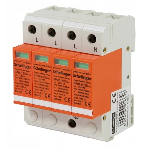 Schelinger Överspänningsskydd 4P 5kA klass T1+T2 (B+C) GPV-401-25