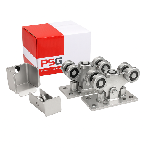 Paket löpvagnar med 5 rullar för frihängande skjutgrindar med tillbehör 000-309 (1)