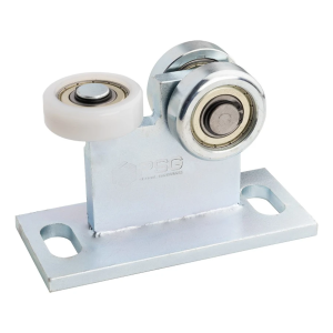 Löpvagn 70 för hänggrind 2 stålrullar och 1 av plast - bred bas