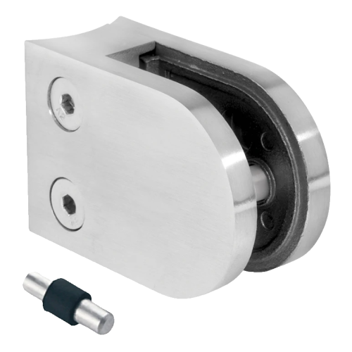 Glashållare 50x40x26 mm med pin, glas 6-10,76 mm, AISI 304, system 42,4, blank 000-264 (1)