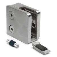 Glashållare 6-10,76 mm 45x45x26 mm konsol och pin AISI 304 system 42,4 mm blank