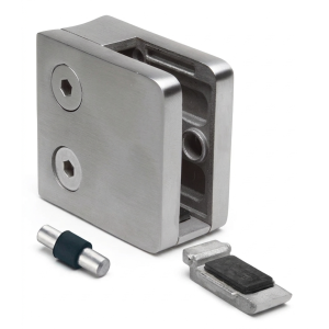 Glashållare 6-10,76 mm 45x45x26 mm pin AISI 304 system 42,4 mm satin