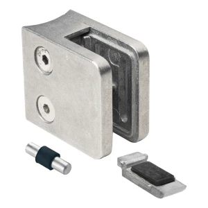 Glashållare 6-10,76 mm 45x45x26 mm konsol och pin zamak system 42,4 mm rå