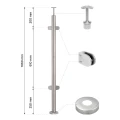 Hörnstolpe för räcke till glas ø42,4x1060/1102,4mm 4 fästen slipat 000-559 (2)