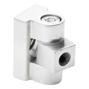 Gångjärn 180° för glasinfästning 45 x 45 x 26 mm plansystem AISI304, satinerad