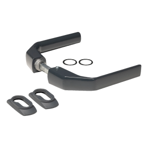PSG – stålhandtag för dörr 125×80 mm antracit, komplett set med täckplåtar