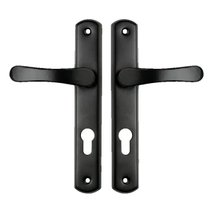 Yale dörrklamka med långskylt biszkopt svart – centrumavstånd 72 mm