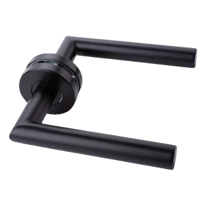 PSG Modena – svart rak dörrhandtag med rund stålskylt