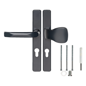 Dörrhandtag med knopp och rektangulärt sköldpakke 72 mm – antracit, aluminium