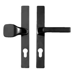 Dörrskylt med handtag och knopp 72 mm svart – stål, pulverlackerad