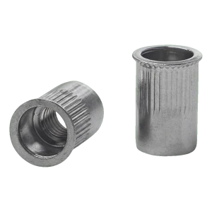 Genomgående nitskruv M6 A2 AISI 304 – konisk reducerad krage, räfflad