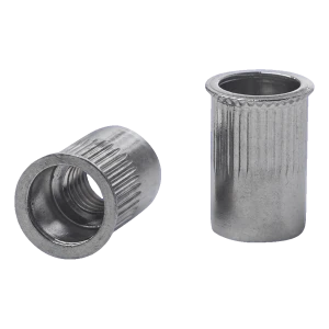 Nitbult genomgående M10 A2 – reducerad konisk fläns, räfflad, AISI 304