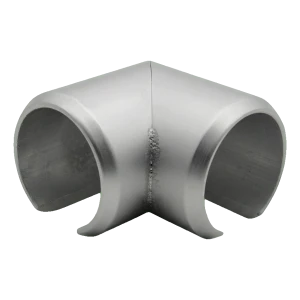 Kozza – 90° vinkel för runt aluminiumräckegrepp fi 40 mm, matt anodiserad