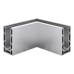 Kozza KE100 – yttre U-profil 90° hörn för helglasräcken, aluminium, matt anodiserad