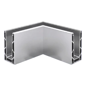 Kozza KE100 – U-profil invändigt hörn 90° för helglasräcken, montering uppifrån