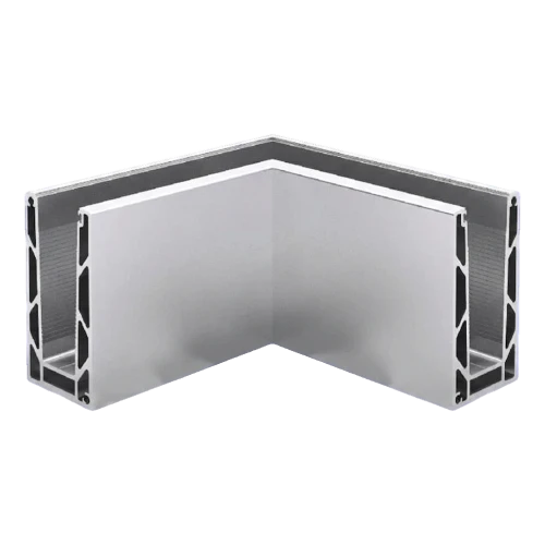 Kozza KE100 – U-profil invändigt hörn 90° för helglasräcken, montering uppifrån 000-854 (1)