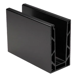 Kozza KE 100 – U-profil för helglasräcken 5000 mm svart, montering ovanifrån