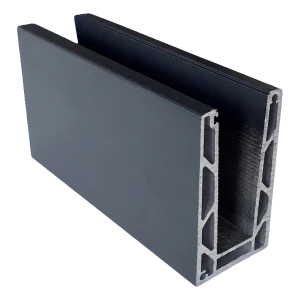 Kozza KE 100 – U-profil för helglasbalustrader 5000 mm mörkgrå