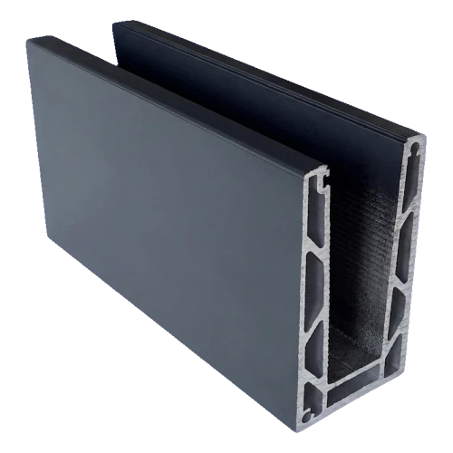 Kozza KE 100 – U-profil för helglasbalustrader 5000 mm mörkgrå 000-862 (1)