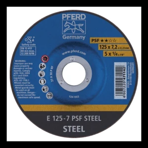 PFERD E 125-7 PSF STEEL – kapskiva för stålslipning 125 × 7,2 mm (förpackning 10 st.)