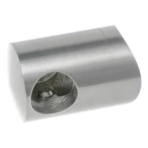 PSG höger ändbeslag för stång ø16 mm – montering på rör ø42,4 mm, AISI 304 satinerad